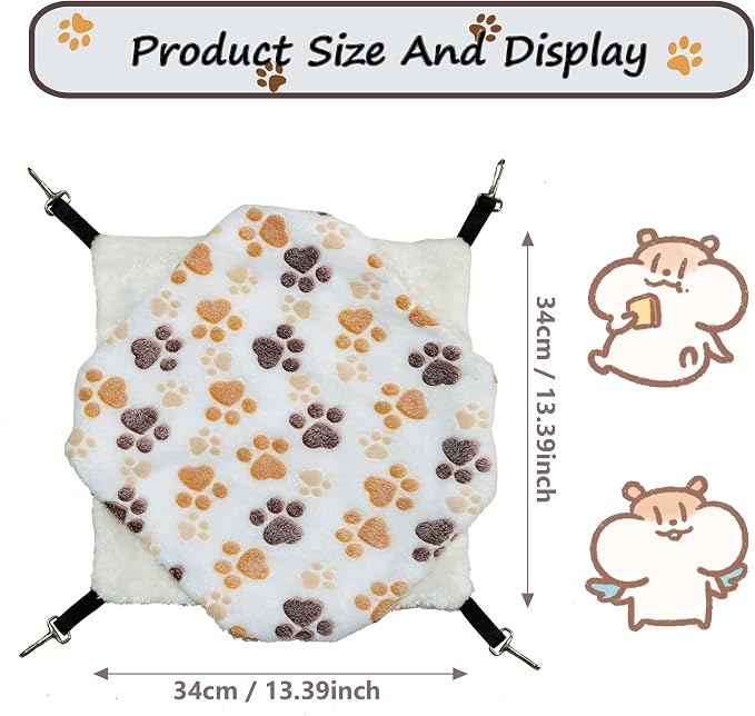 Cat Hammock for Cage, Soft Warm Hanging Bed for Kitten, Guinea Pig, Chinchilla - Image 3