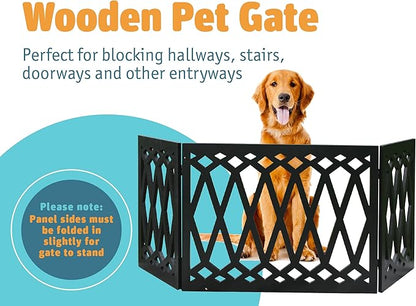 Etna 3-Panel Diamond Design Wood Pet Gate - Image 2