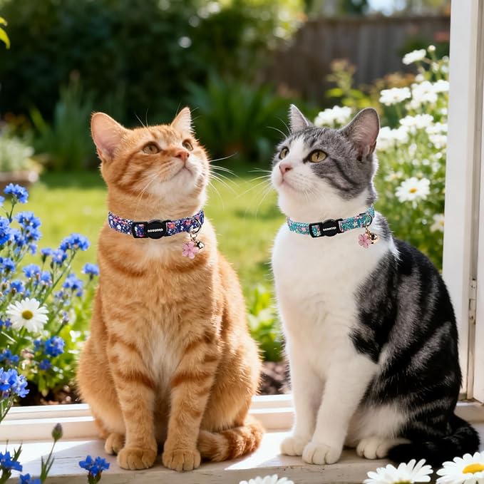2 Pack Green Flower Cat Collars Breakaway - Image 5