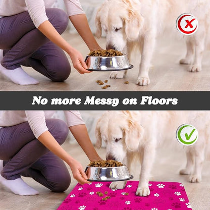 Dog Food Mat, Absorbent Water Bowl Mats Cat Pet Feeding Placemats Pink 17 * 30 - Image 5