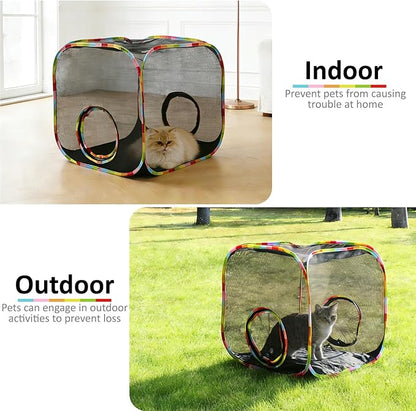 Portable Collapsible Cat Playpen, Escape-Proof Heavy-Duty Mesh Cat Enclosure - Image 3