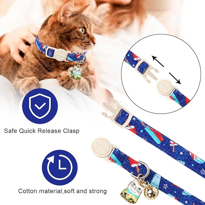 Cat Collar, 2 Pack 4th og July Cat Collars Breakaway - Image 4