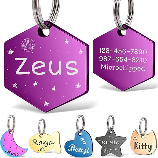 Anavia Small Size Dog Cat ID Tags, Small/XS Personalized Color Plated Stainless by Anavia
