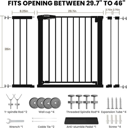 29.7-46" Extra Wide Baby Gate for Stairs, Pressure Mounted Dog Gate Indoor for - Image 9