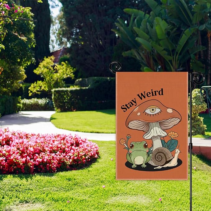 Stay Weird Garden Flag, Funny Frog Mushrooms Summer Yard Flag - Image 4