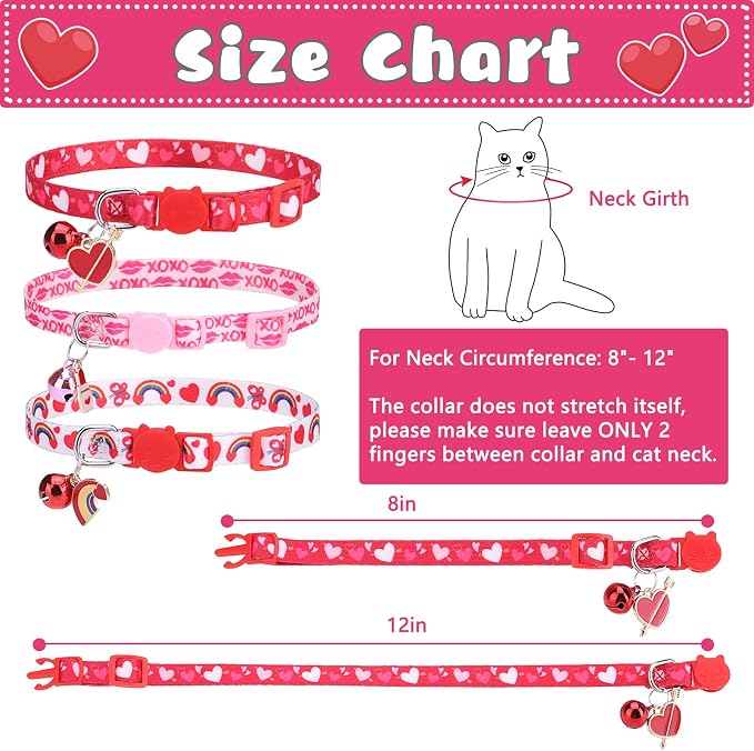 Breakaway Cat Collars with Bell & Cute Pendants, 3 Pack Safety Buckle Kitten - Image 2