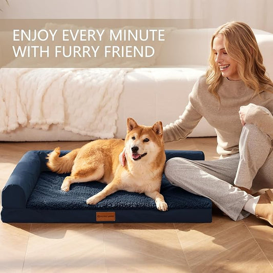 Patas Lague Orthopedic Dog Bed Medium Size Dog 30''X20'', Waterproof L Bolster - Image 2