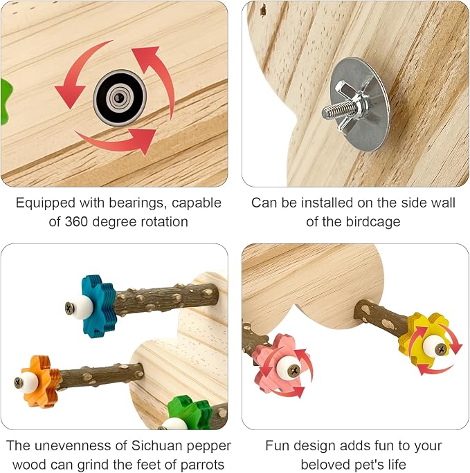 Parakeet Toys, Natural Wood Perch - Image 3