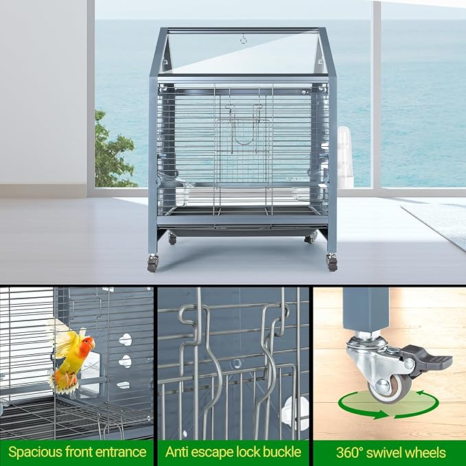 Acrylic Bird Cage, 25 inch Medium Parrot Cage - Image 5