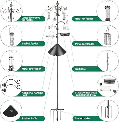 Bird Feeding Station Kit with Squirrel Baffle Bird Feeder Pole with Suet Cage - Image 7