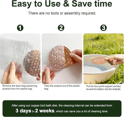 Upgraded Bird Bath Copper Disk, 0.8mm Reinforced 99.99% Pure Copper Cleaning - Image 5