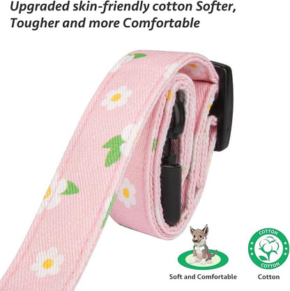 Cotton Handmade Dog Collar Cute and Distinctive Patterns Pink Flower - Image 4