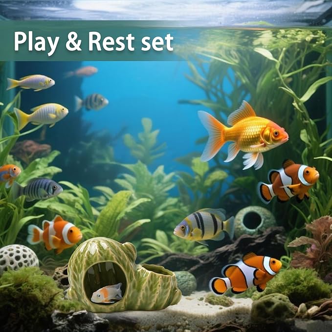 Aquarium Decor Cave Betta Fish Tank Accessories Ornaments Cactus House Hideout - Image 3