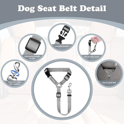 BWOGUE Pet Dog Cat Seat Belts, Car Headrest Restraint Adjustable Safety Leads - Image 3