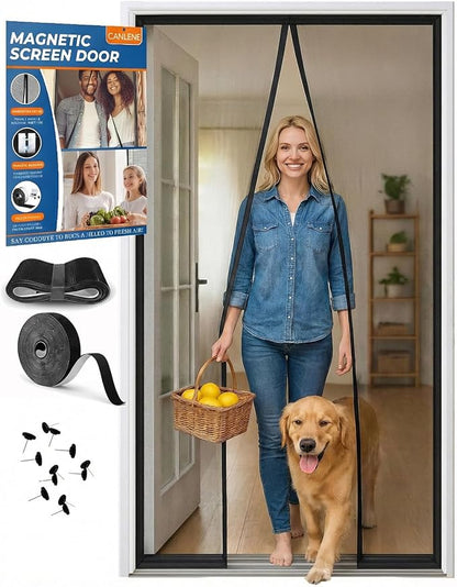 Premium Magnetic Screen Door, Heavy-Duty Reinforced Mesh, Ultra-Dense Weave by CANLENE