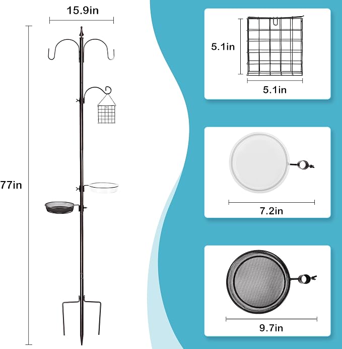 Bird Feeder Stand Pole, 77 Inch Feeding Station Kit - Image 2