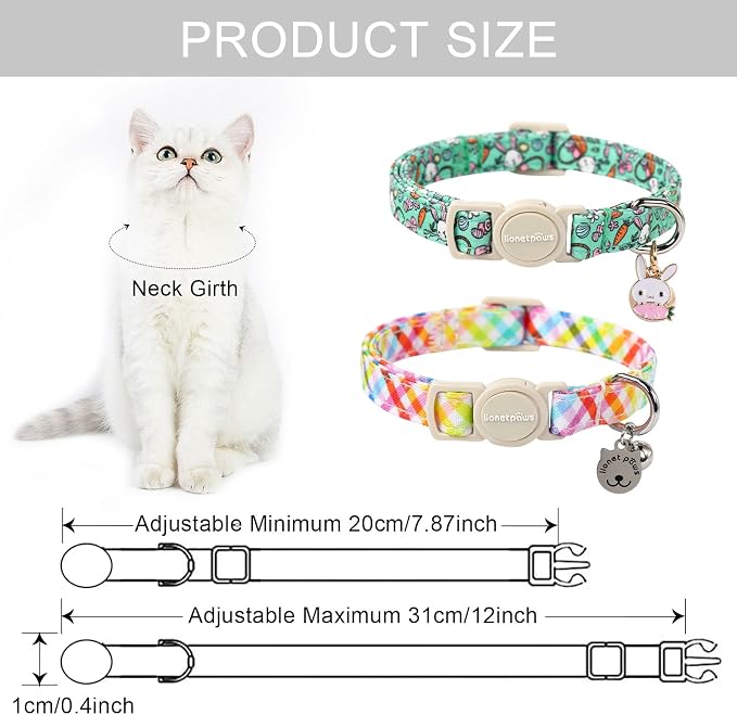 Lionet Paws 2pcs Pack Easter Cotton Cat Collar, Breakaway Buckle - Image 5