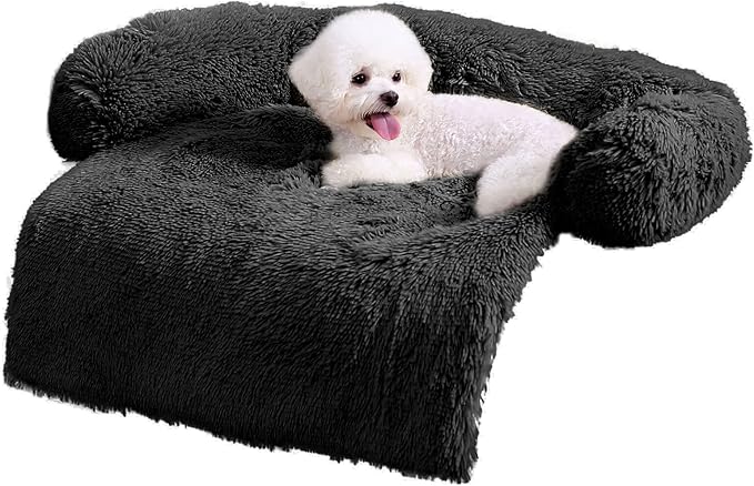 HACHIKITTY Calming Pet Sofa Bed Mat, Washable Plush Couch Cover by HACHIKITTY