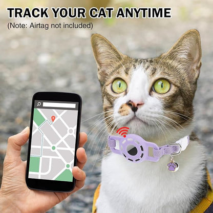 Airtag Cat Collar Breakaway, Stretchy Cat Tracker Collar - Image 2