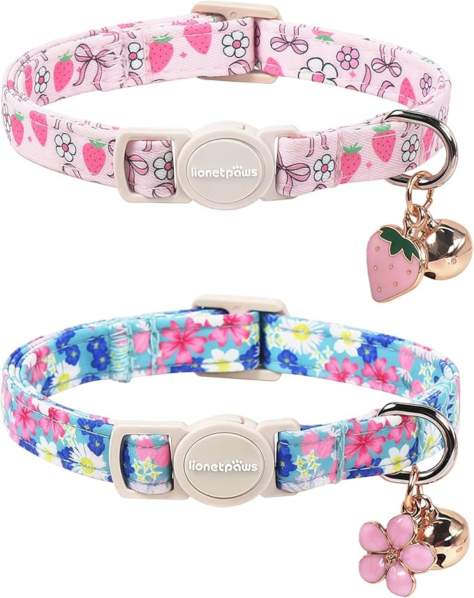 Lionet Paws 2pcs Pack Cotton Cat Collar, Breakaway Buckle by lionetpaws