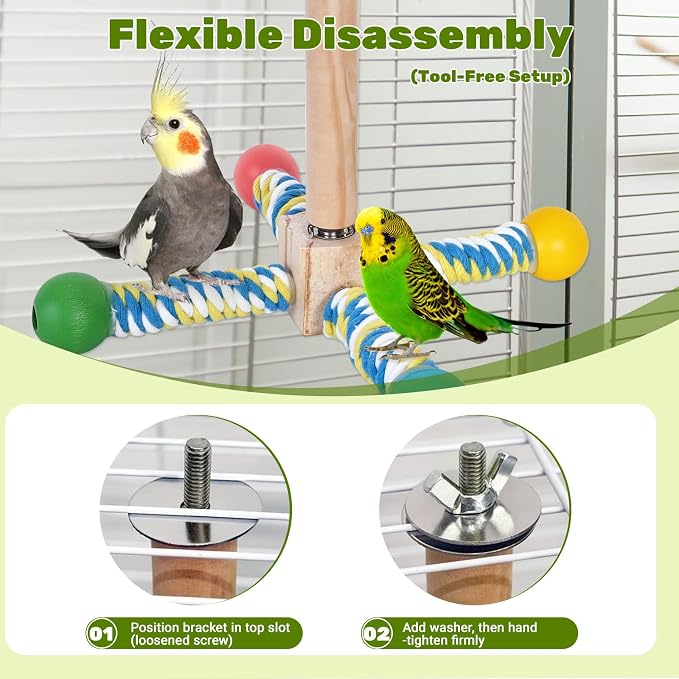 Bird Perch Toy, Parrot 360° Interactive Rotating Toy - Image 4