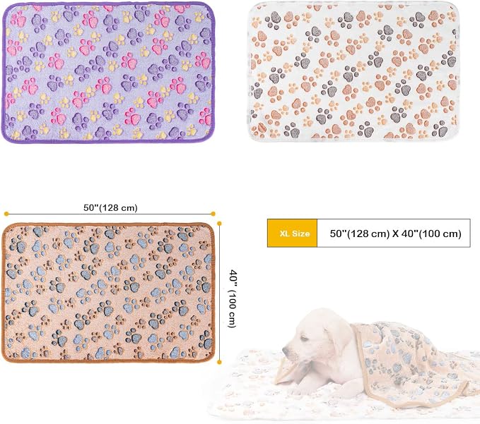 Dono 1 Pack 3 Dog Blankets, Soft Fluffy Fleece Pet Blanket Warm Sleep Mat Paw - Image 3