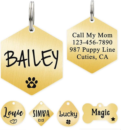 Ultra Joys Custom Personalized Hexagon Dog ID Tag by UltraJoys