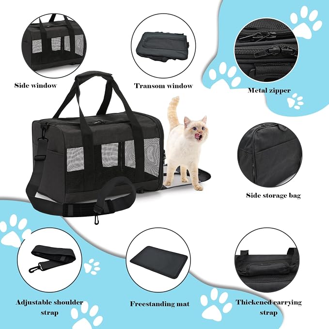 Travel Carrier for Cats, Cat Soft-Sided Carriers Ventilated Breathable Foldable - Image 6