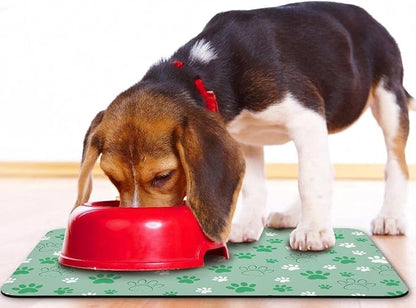 Dog Food Mat, Absorbent Water Bowl Mats Cat Pet Feeding Placemats Green 17 * 30 - Image 6