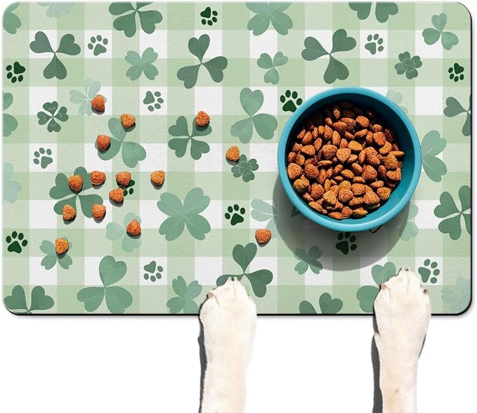 St Patricks Day Dog Food & Water Mat, Super Absorbent Cat Bowl Mat - Image 7