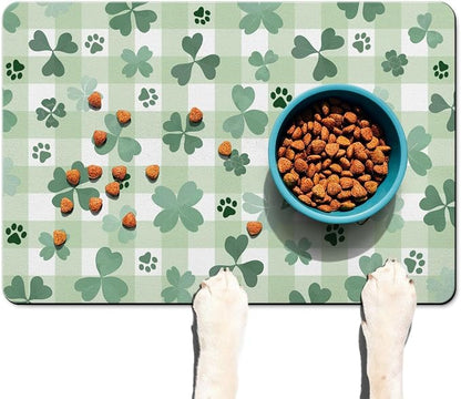 St Patricks Day Dog Food & Water Mat, Super Absorbent Cat Bowl Mat - Image 7