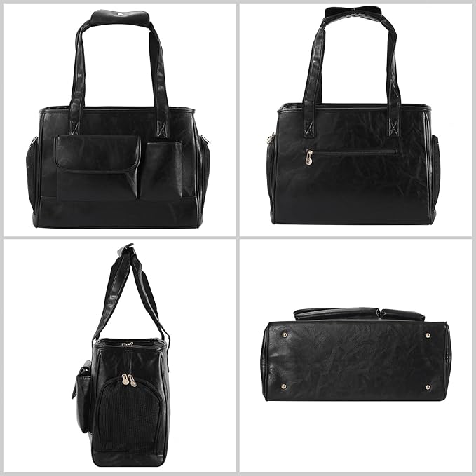 Dog Carrier Purse, Fashion Leather Pet Carrier Bag, Airline Approved Soft Sided - Image 4