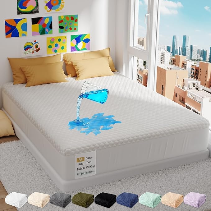 OhGeni 100% Waterproof Mattress Protector, Full Size Mattress Soft Pad by OhGeni