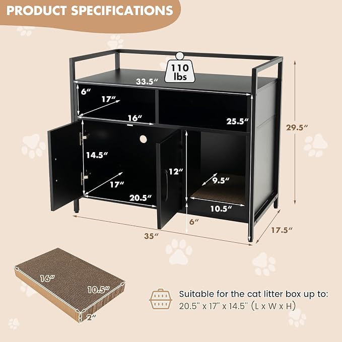 Giantex Cat Litter Box Enclosure - Image 7