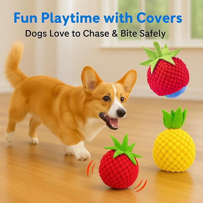 2Pcs Dog Ball Covers – Plush Tomato & Pineapple Sleeves - Image 6