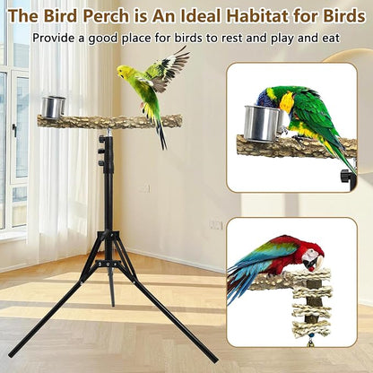 kathson 28-60inches Height Adjustable Bird Perch, Pepperwood Parrot Perch Stand - Image 6