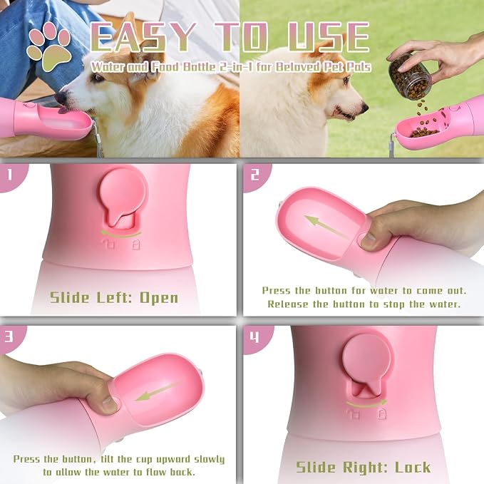 Dog Water Bottle Portable, 19Oz Large Capacity Dog Water Dispenser, Food Grade - Image 4