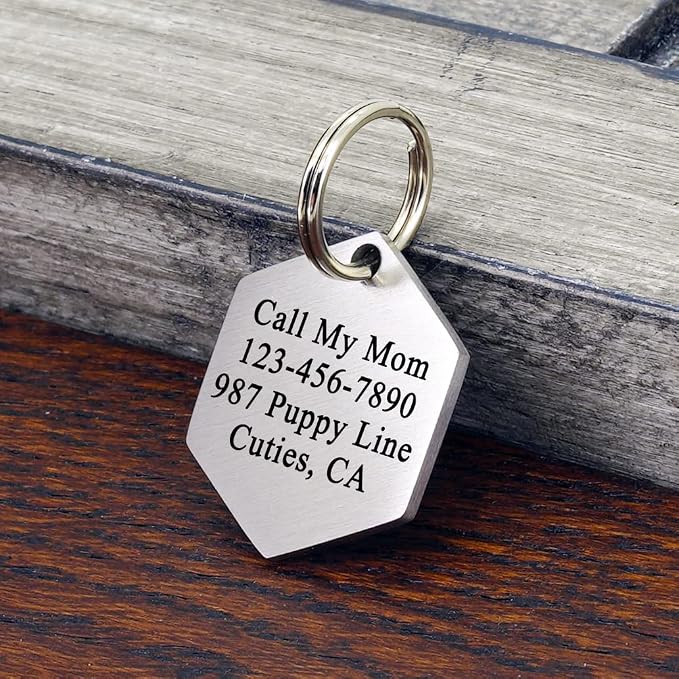 Ultra Joys Custom Personalized Hexagon Dog ID Tag - Image 3