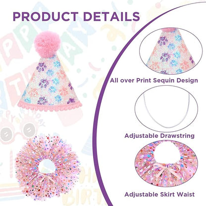 Dog Birthday Bandana with Hat and Dress Girl Set Puppy Birthday Party Supplies - Image 3