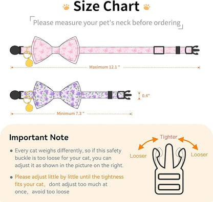 2 Pack Cotton Cat Collar with Bow Tie and Bell - Image 2