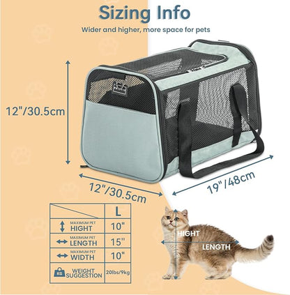 19 x 12 x 12 Large Cat Car Carrier – Roomy Escape-Proof Cat Car Seat - Image 2