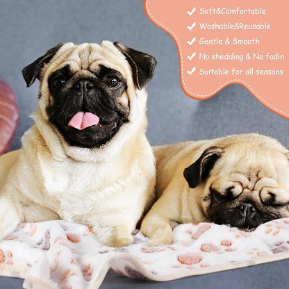 Chumia 40 Pcs Blankets Soft Fluffy Fleece Washable Pet Dog Sleep mat Paw Print - Image 5
