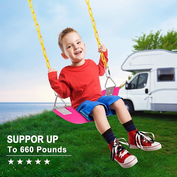 AGPTEK Swing Set, Seat with 66 Inch Anti-Rust Chains Thermoplastic Coated - Image 5