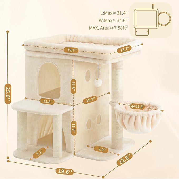 Heybly Cat Tree, 25.6-inch Cat Tower - Image 4