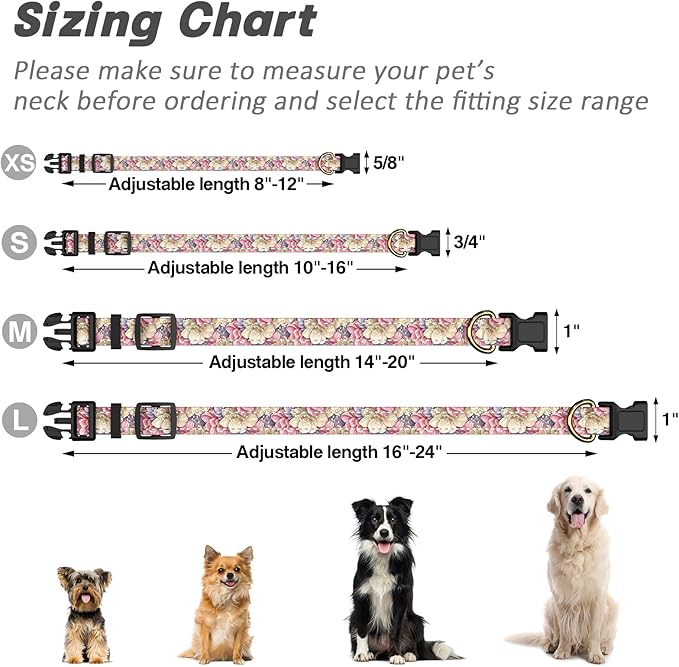 Reflective Dog Collar for Large Dogs, Cute Flower Theme Adjustable Heavy-Duty - Image 7