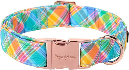 Unique style paws Easter Dog Collar Plastic Buckle Puppy Collar Colorful Plaid by Uniquestylepaws