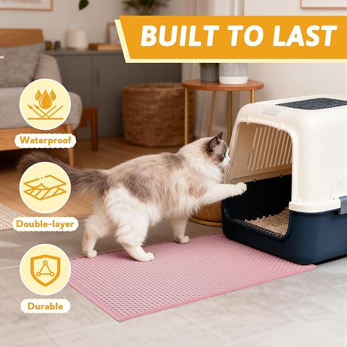 Pieviev Cat Litter Mat Double Layer Waterproof Urine Proof Trapping Mat 1 Pack) - Image 7