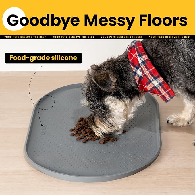 Dog Food Mat, 1/2 Inch Raised Edges Cat Feeding Mat - Image 3