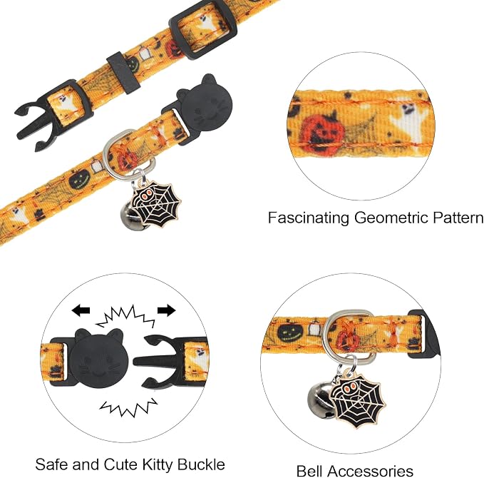 Halloween Cat Collar, Cotton 2 Pack Cat Collar - Image 5