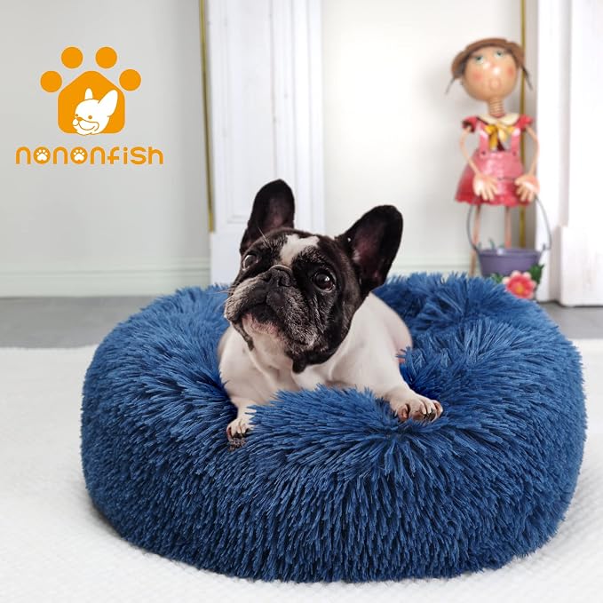 Calming Donut Dogs Beds for Small Dogs Washable, 23inch Plush Round Pet Bed for - Image 2
